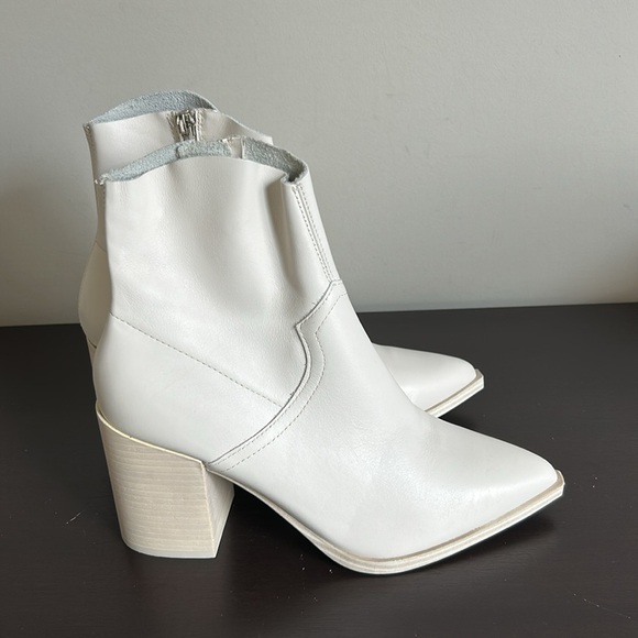 Steve Madden Cate Bone Leather Bootie Block Heel Pointed Toe Boot Sz 8 NEW - Picture 8 of 11